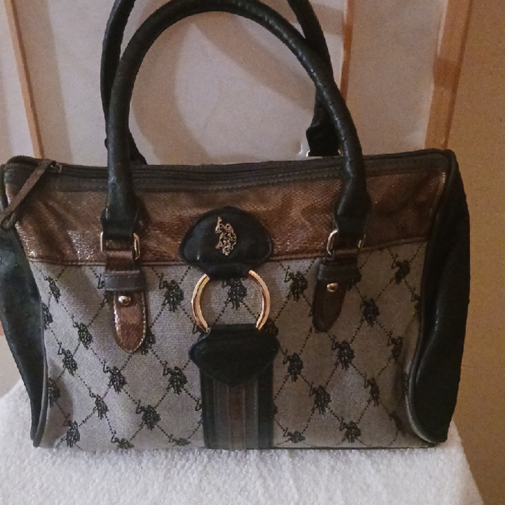 RALPH LAUREN TOTE BAG MESSAGER BAG LOGO Brown and Black Y2k Item